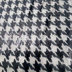 INC International Concepts Black and White/Cream Houndstooth Pencil Skirt Large